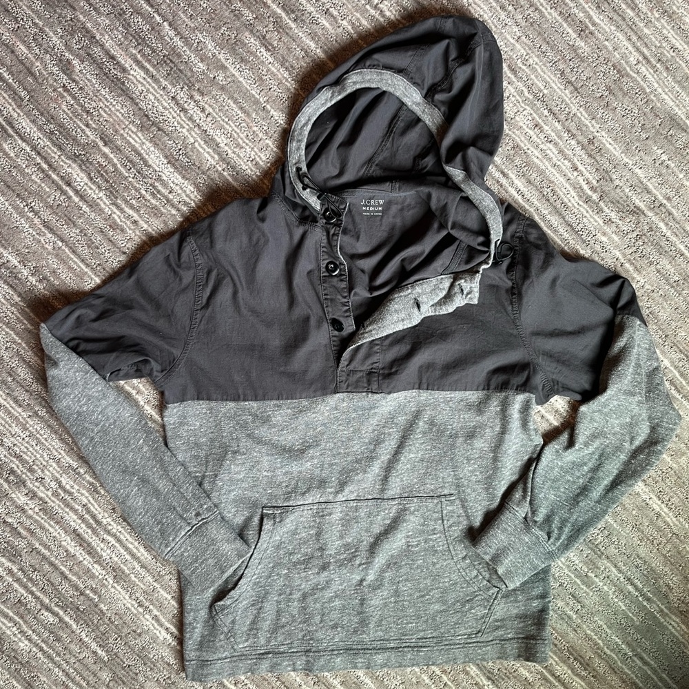 J Crew Men’s Gray Henley Hoodie